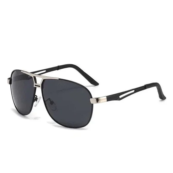 Aviator Sunglasses Women Dark Lenses Silver Metal Frame Black Arms Chic Fashion - Picture 5 of 12